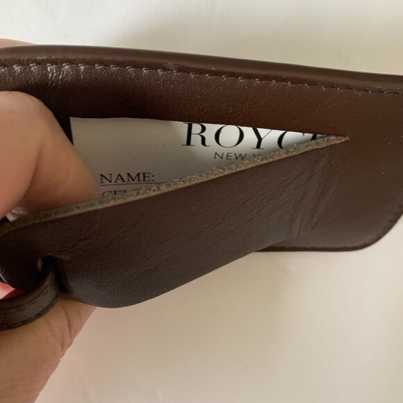 ROYCE NEW YORK RFID PASSPORT COVER AND LUGGAGE Tag Travel Set BROWN - Picture 3 of 9